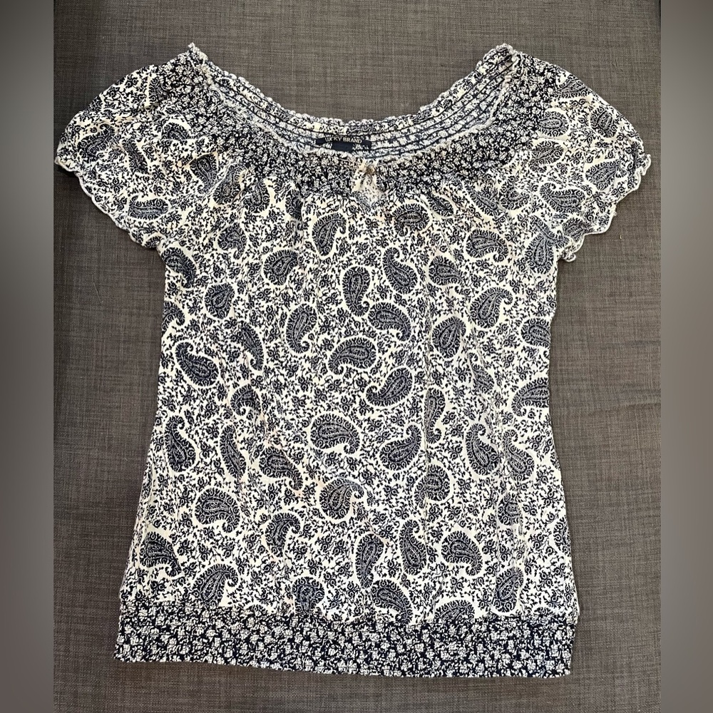 Women’s Lucky Brand Elastic Waist Top Geometric Pattern   - Size M